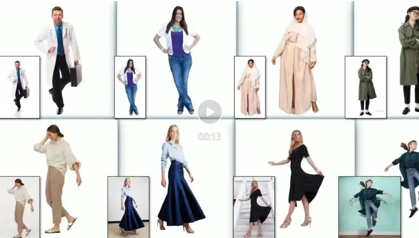 不同服饰下的重建效果对比